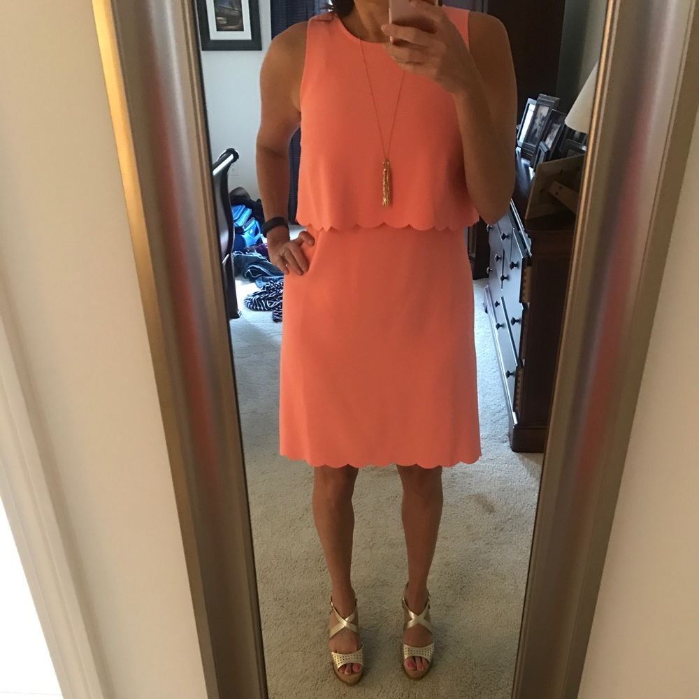 Ann Taylor Loft Salmon Pink popover dress size 8